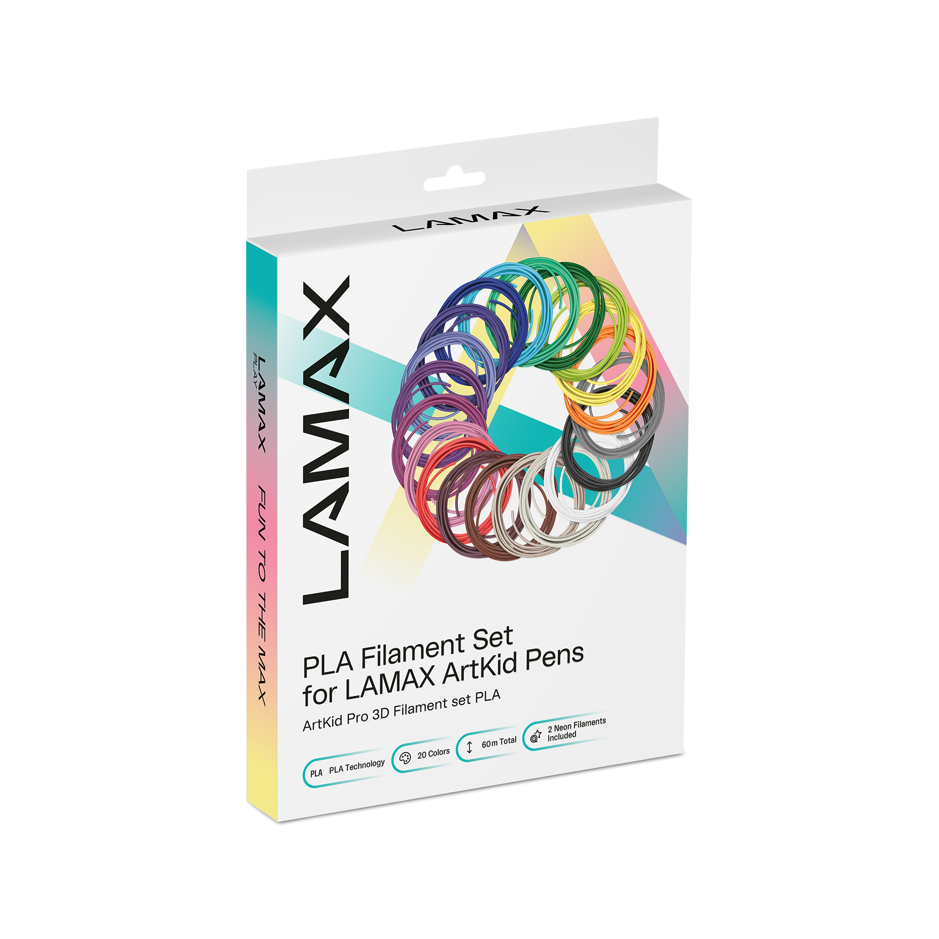 LAMAX ArtKid Pro 3D Filament Set PLA 20 kolorów 60 m